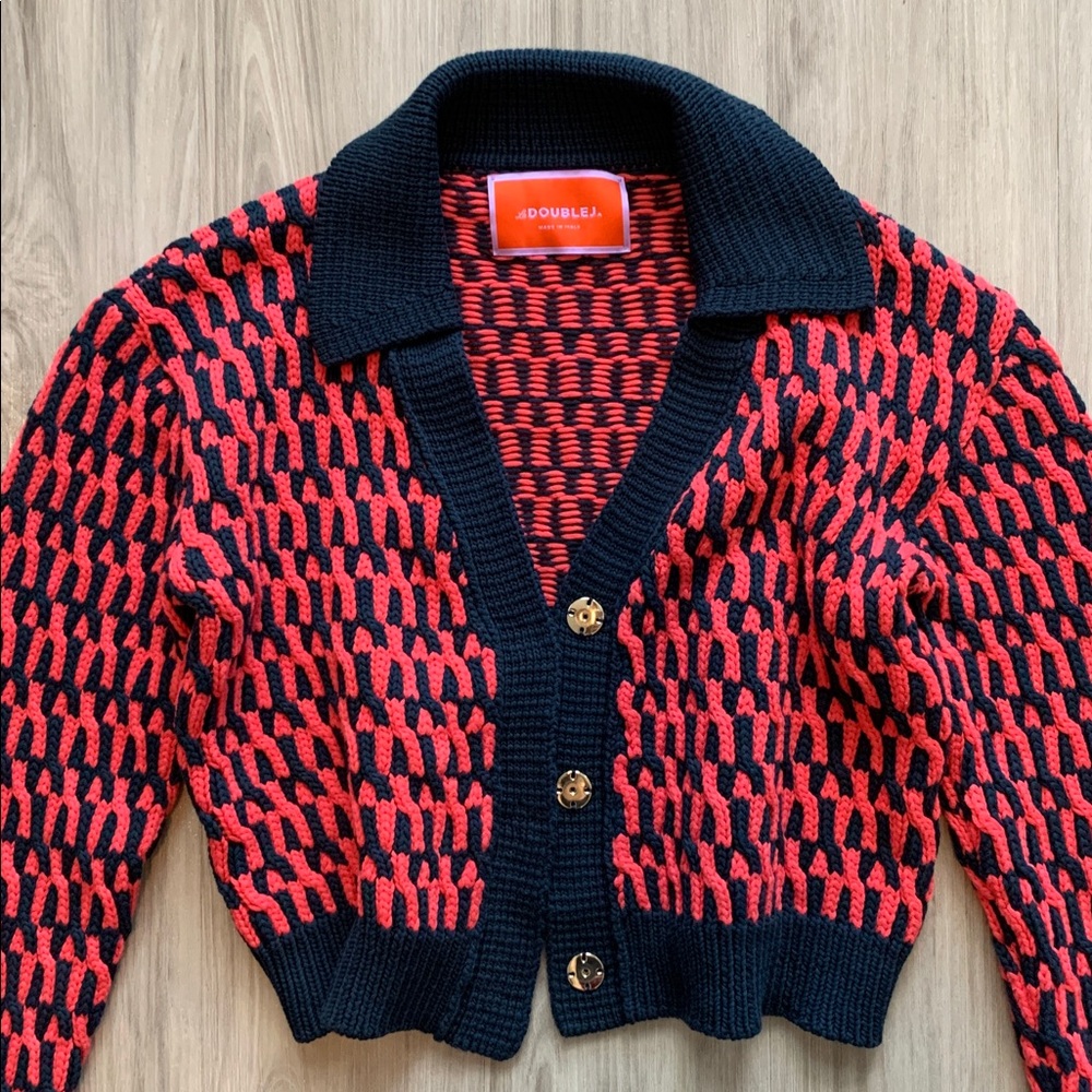 Luxury Made in Italy Designer Double J Cardigan Sweater - Picture 5 of 9